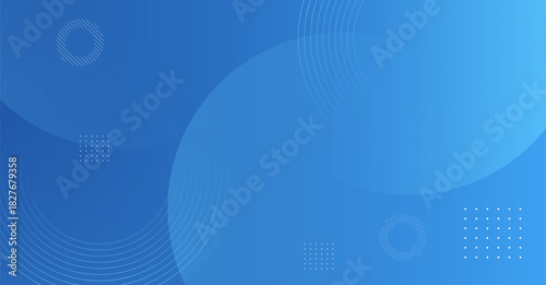 Abstract background with blue curved waves and geometric tech elements.