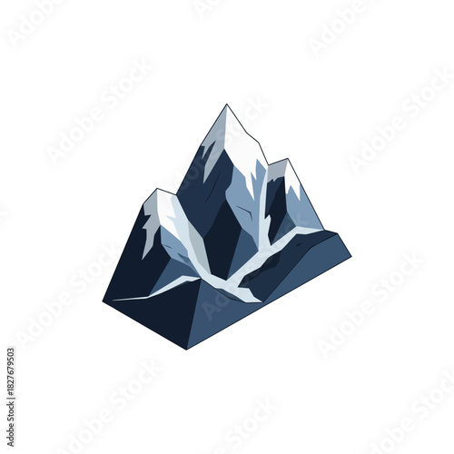Snowy Mountain Peak with Sharp Ridges and Valleys Landscape