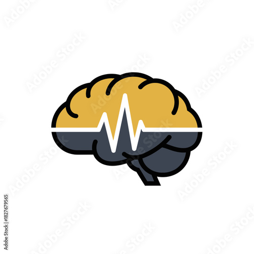 Split Brain Vector Illustration Brain Health Cognitive Function Icon