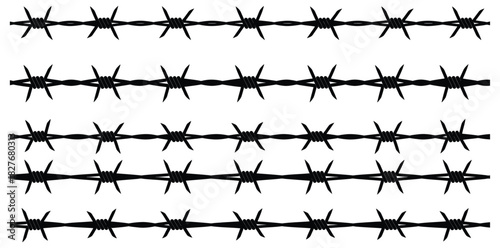 Multiple rows of barbed wire create a stark and dangerous barrier isolated on white background sharp spikes and dark lines convey danger