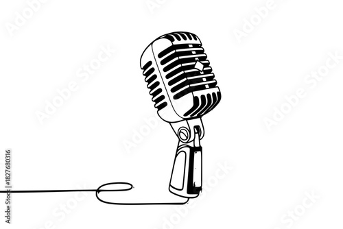 Vintage microphone broadcasting a powerful message, a classic design for podcasting audio