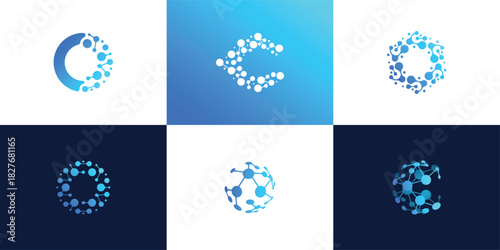 technology connection  icon set vector  logo design