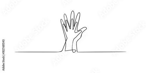 one line drawing of mother and child's hands. continuous line of parent and child's hands. Vector illustration