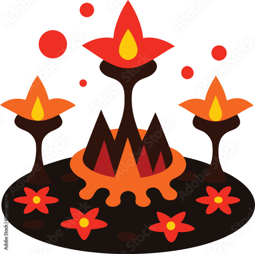 Underwater metropolis vector pattern with coral skyline