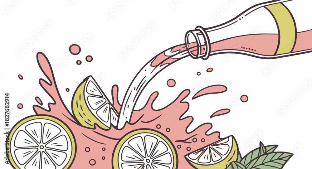 Fototapeta premium Freshly squeezed lemonade with splashing and lemons