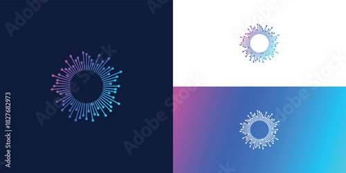 digital technology network, global connection solution, logo design template.