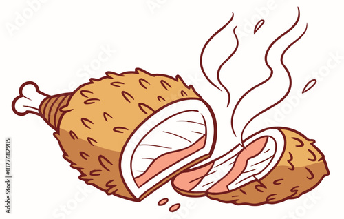 Fried chicken illustration with cuts