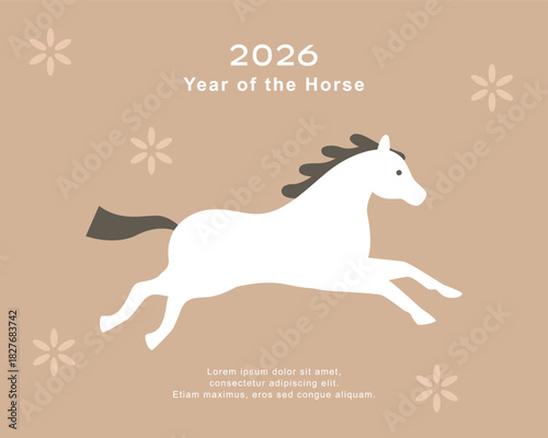2025 Chinese new year illustration template with horse. 