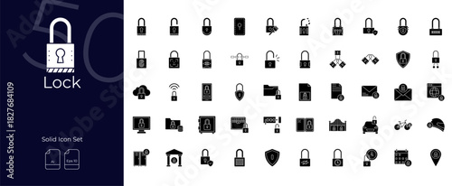 Lock Solid Editable Icons set