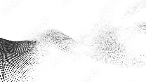 Black dots forming abstract wave patterns on white background vector