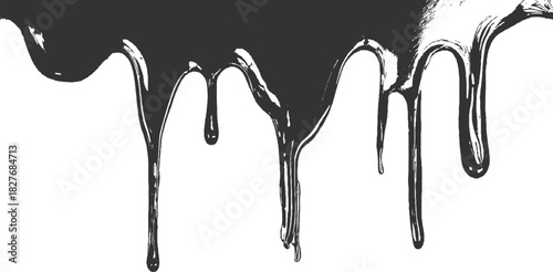 Dark gray liquid dripping down on a white background vector