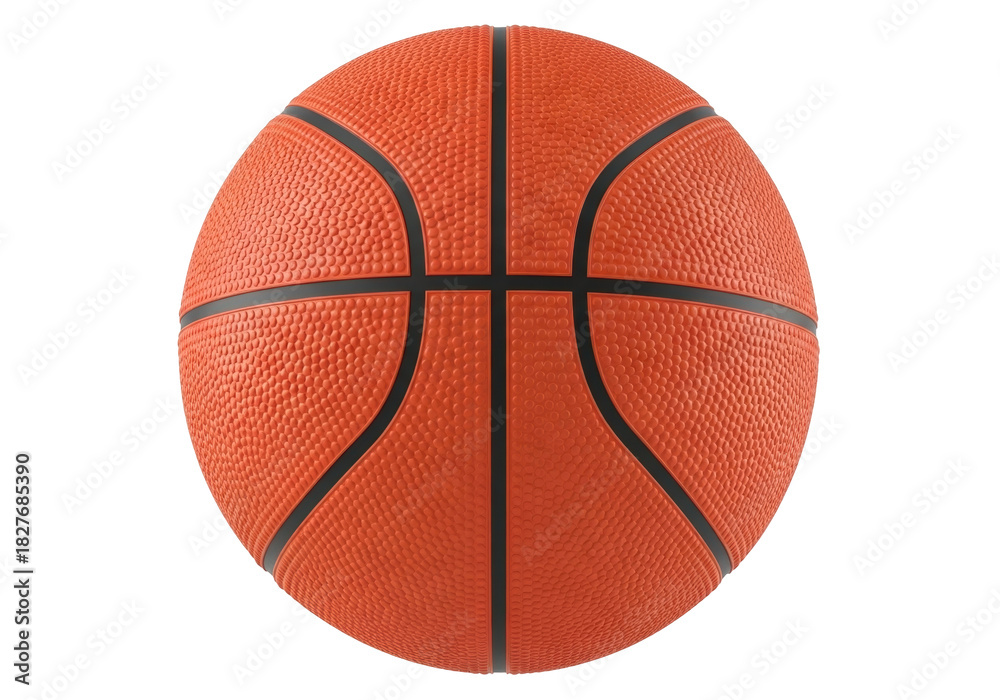 Fototapeta premium Isolated orange basketball against a plain background. Black lines mark the seams. Great for graphic elements and sports themes.