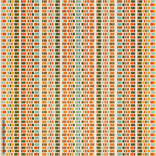 Seamless Neutral Geometric Brick Stripe Pattern