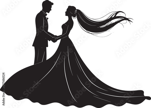 silhouette of a bride
