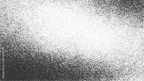 Black and white speckled texture gradient background with dense dots on left fading to sparse dots on right