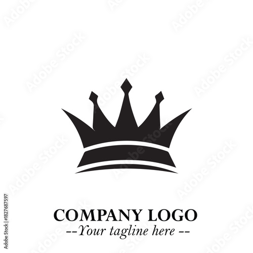 Elegant Black Crown Logo Symbol on a Clean White Background for Premium Branding Design