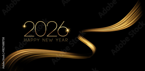 2026 Merry Christmas and Happy New Year Abstract Shiny Gold Glitter Decoration. Festive Background. Vector design element