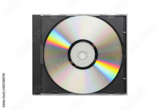 Isolated compact disc in jewel case ready to be printed with custom music, art, text