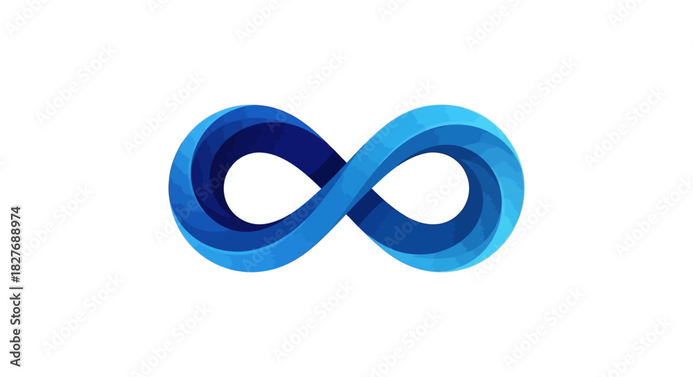 Fototapeta premium Blue infinity symbol on a white background, representing endless possibilities.