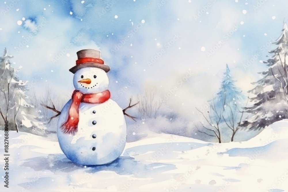 Fototapeta premium Background snowman outdoors winter nature.