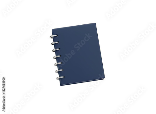 Isolated 3D Render of a Light Blue Hardcover Spiral Bound Notebook Open to Pages on a Transparent Background