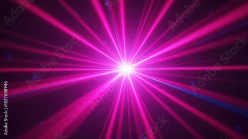 sharp pink and purple laser beams flaring from a central point creating vibrant neon light burst