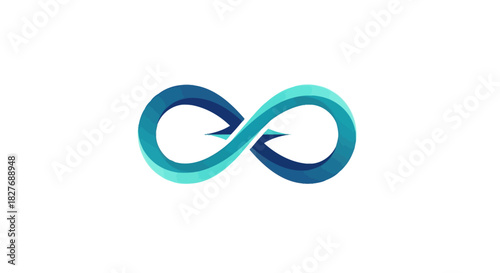 A stylized infinity symbol in shades of blue, representing concepts of endlessness and continuity.