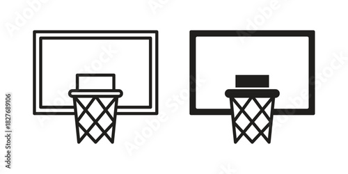Basketball hoop icons Concepts. black solid and line stroke designs for web and app use