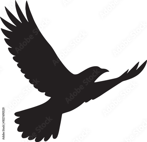 Flat Vector Silhouette of a Bird in Mid-Flight – Minimal Dynamic Design