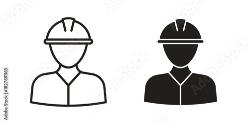 Builder icons Concepts. black solid and line stroke designs for web and app use