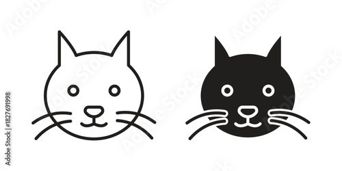 Cat icons Concepts. black solid and line stroke designs for web and app use