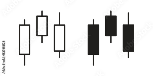 Chart candlestick icons Concepts. black solid and line stroke designs for web and app use