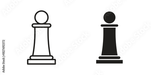 Chess pawn icons Concepts. black solid and line stroke designs for web and app use