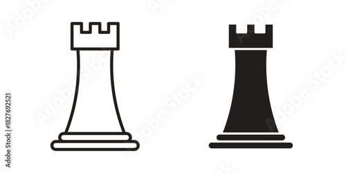 Chess rook icons Concepts. black solid and line stroke designs for web and app use