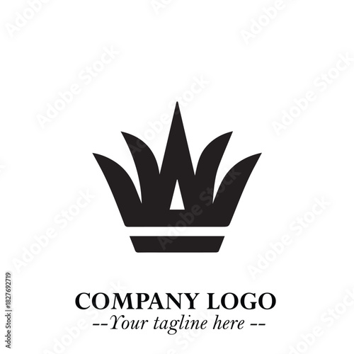 Elegant Black Crown Logo Symbol on a Clean White Background for Premium Branding Design