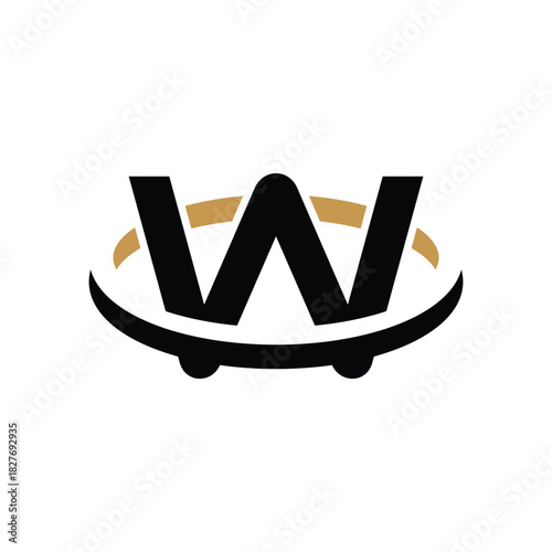 Letter W Skateboard Sport Logo Design Template