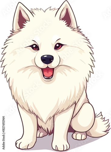 Cute cartoon a illustrator vector Samoyed