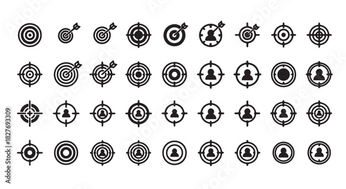 Set of target icons simple flat vector design elements isolated on white background