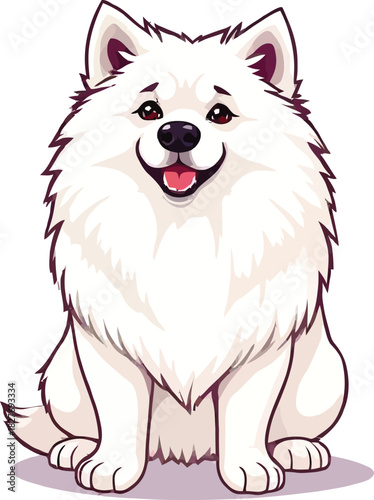Cute cartoon a illustrator vector Samoyed