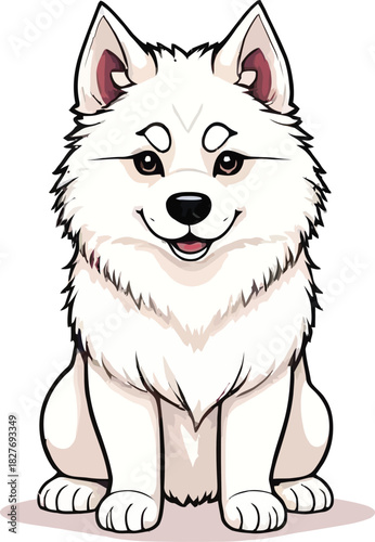 Cute cartoon a illustrator vector Samoyed