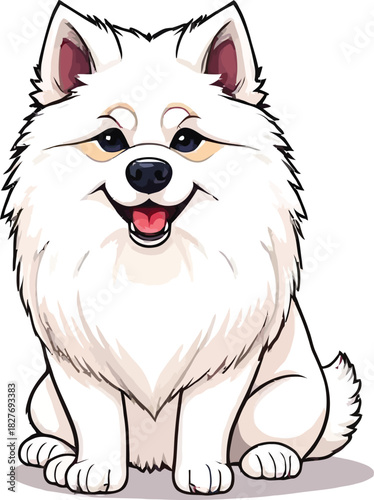 Cute cartoon a illustrator vector Samoyed