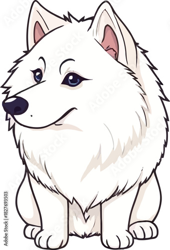 Cute cartoon a illustrator vector Samoyed