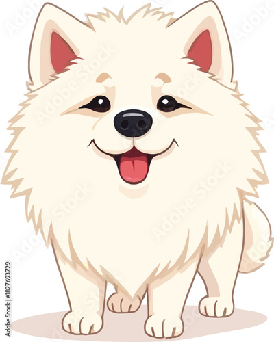 Cute cartoon a illustrator vector Samoyed 