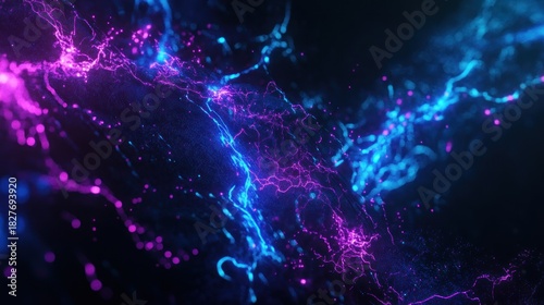 Energetic Abstract Background with Glowing Plasma and Particle Streams