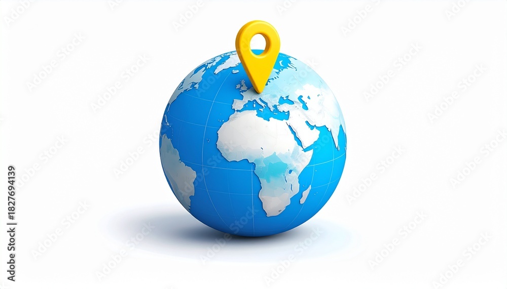 Fototapeta premium 3D illustration of a blue and green Earth globe on a white background, highlighting continents and global business concepts