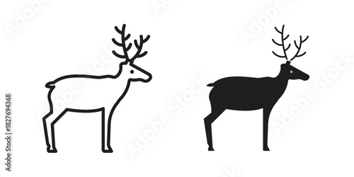 Deer icons Concepts. black solid and line stroke designs for web and app use