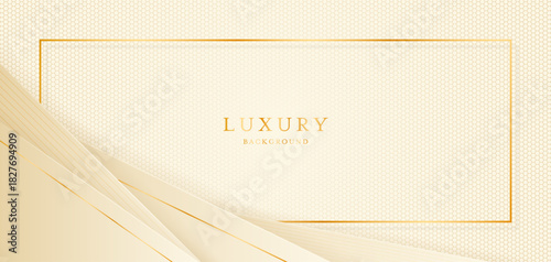Cream background with elegant golden lines, use for template or cover. Elegant premium cream background. vector illustration	