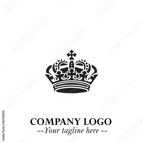 Elegant Black Crown Logo Symbol on a Clean White Background for Premium Branding Design