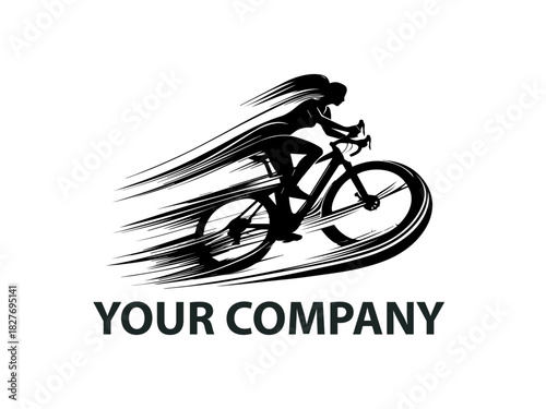 Bicycle outline arranged as a clean black vector emblem design. Transportation icon concept
