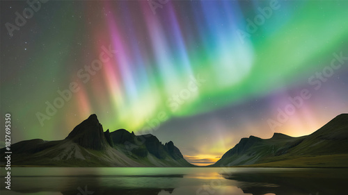 Vibrant Rainbow Arcing Over Majestic Mountain Landscape — Nature Scene